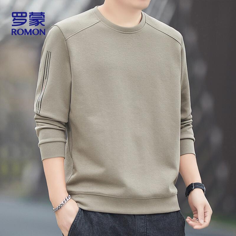 ROMON Men's Round Neck Loose Casual Long Sleeve Sweatshirt 7507