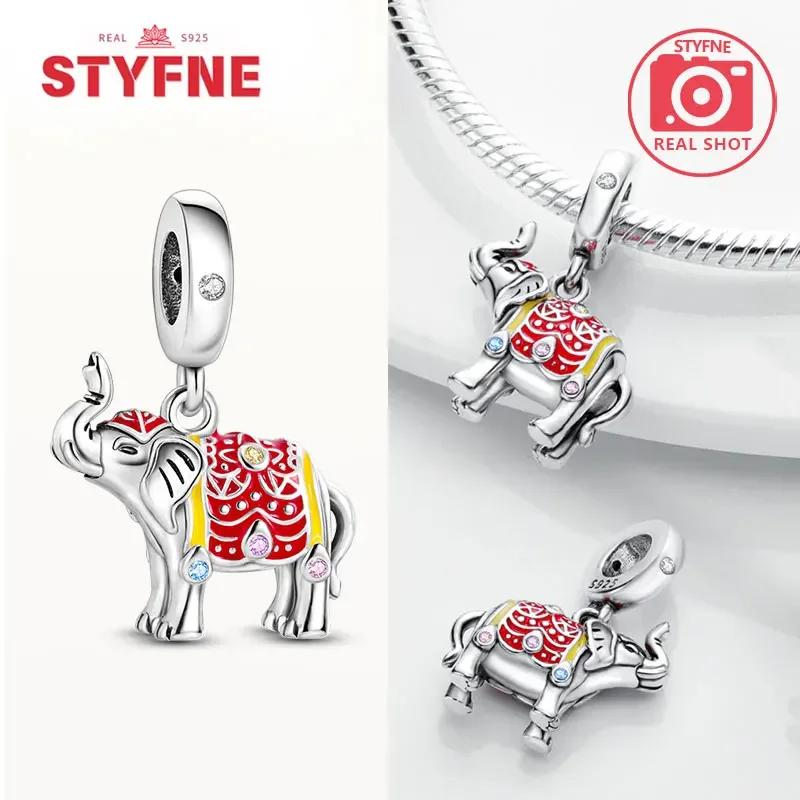 Copperzirconium&Colorful Elephant Dangle Charm Fit Original Bracelet Diy Fine Jewelry Exquisite Gifts For Women