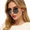 Oval Sunglasses For Men And Women Frameless Gradient Color Glasses Ins Spicy Girl Style Beach Vacation Fashion Sunglasses UV400
