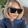 2pcs New Oversized Square Sunglasses Women Vintage Flattop One Piece Sun Glasses Fashion Gradient Shades For Female