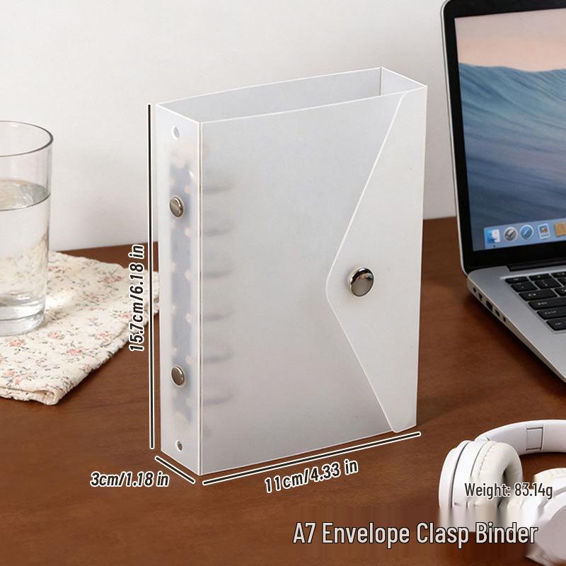 Inspired A7M5 Transparent Frosted Loose-leaf Binder with Detachable PP Shell and Single Snap Envelope Design Diary