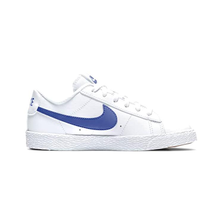 Nike Blazer Leather Low top Kids' Skateboarding Shoes White Blue Children Aged 3 7 Years Old CZ7579-100