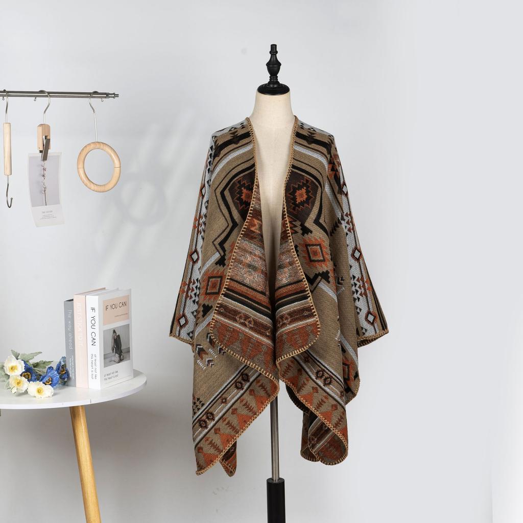 Double-Sided High-End Retro Exotic Ethnic Style Shawl With Women'S Scarf Women'S Simple Warm Cape