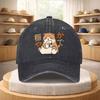 Japanese Cat Eating Ramen Baseball Cap Washed Denim Adjustable Retro Streetwear Hat