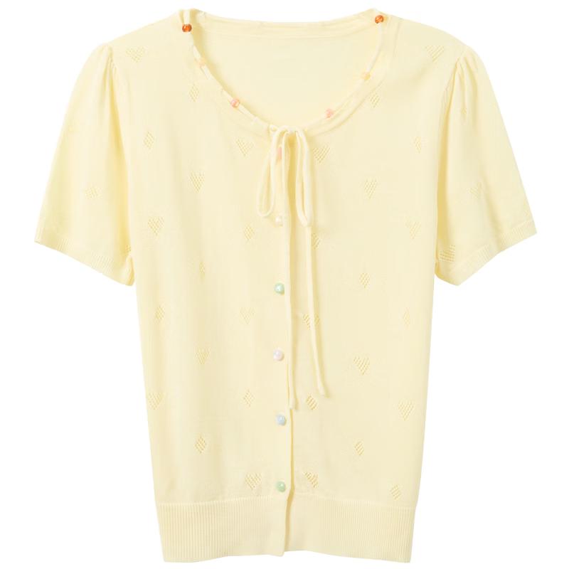 Sancai Women's Lyocell Heart Knit Cardigan