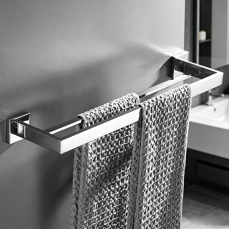 Stainless Steel Double Towel Bar - Chrome Finish Bathroom Hardware & Accessories, Wall Mounted Towel Holder