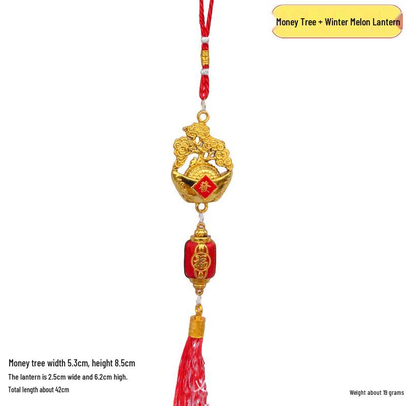 Lucky Gold Ingot Bonsai Pussy Willow Pendant - New Year Decoration