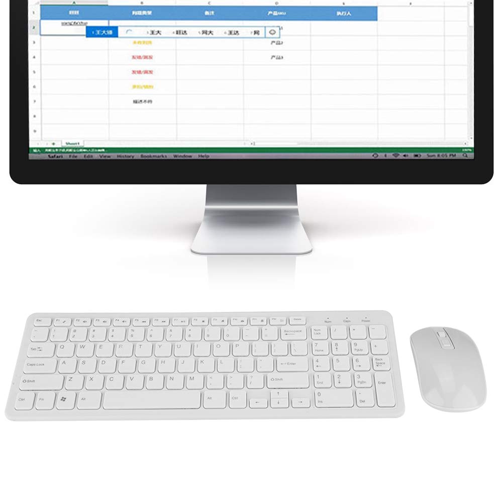 Wireless Keyboard and Mouse Set, 4 Colors Available, 2.4g Connection, ABS Material, for Learning, Work, and Gaming (White)