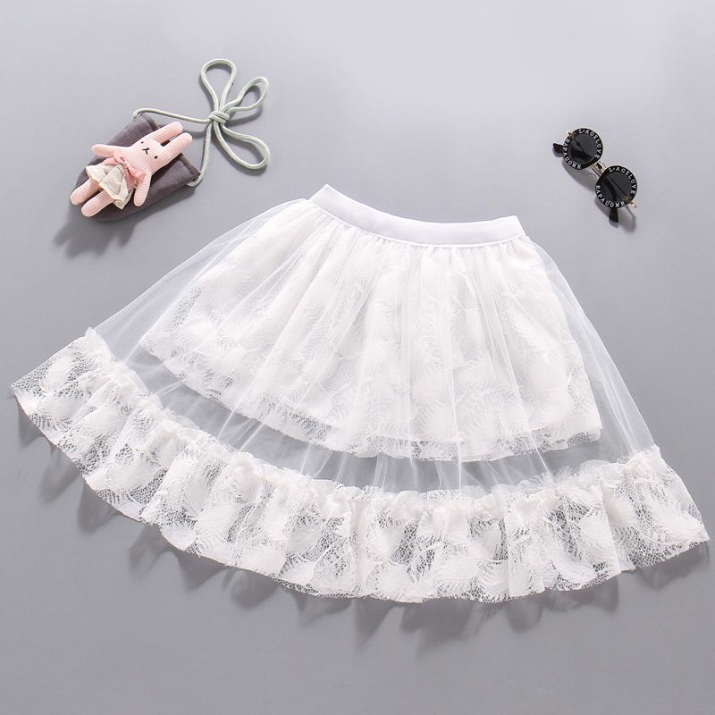 Children's Clothing Girls' Half Skirt Summer Children's Mesh Skirt Long Skirt Girls' Puffy Skirt Lace Pleated Skirt