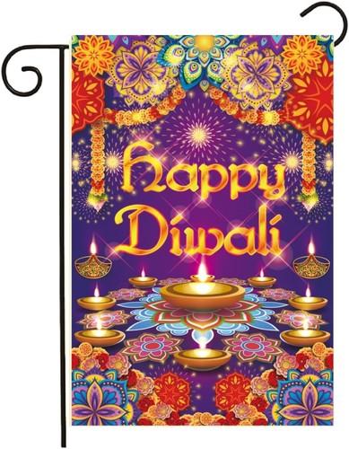 Happy Diwali Garden Ag, Double-Sided Deepavali Rangoli Yard House Banner 17x11 JJE DDI GGX