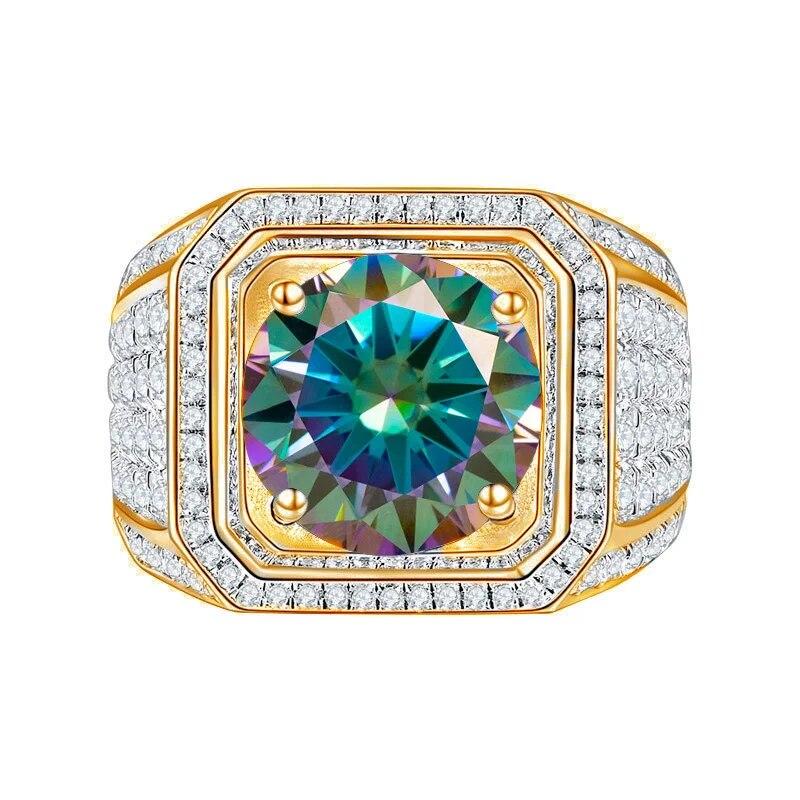 Bague Ringen Súprava zo sterlingového striebra S925 s 2CT moissanitom Nový kreatívny dominantný pánsky hviezdicový prsteň