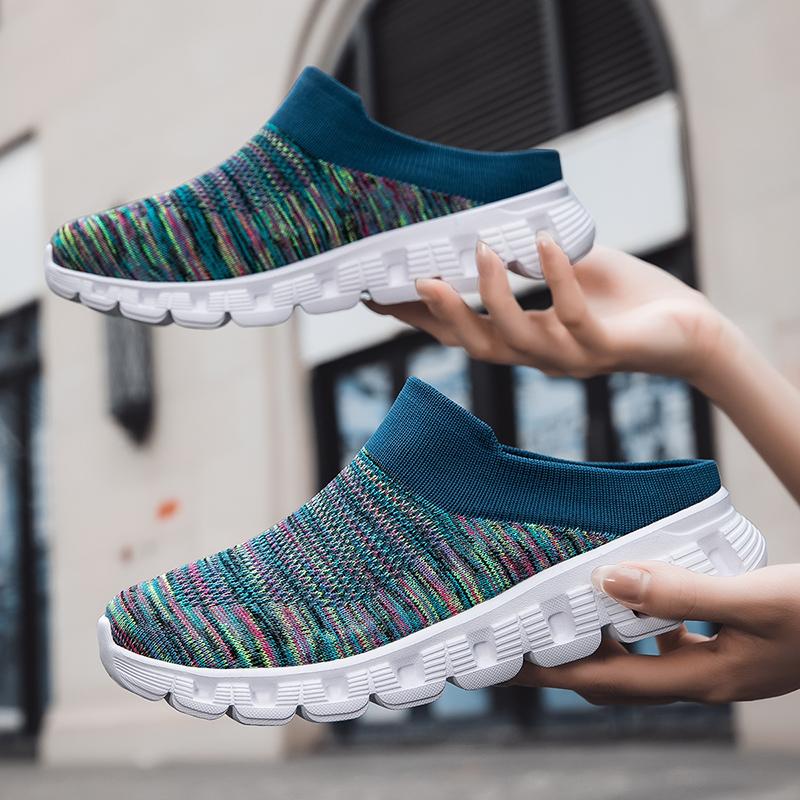 Women's Sandals Backless Walking Sneakers Summer Slip-on Mule Shoes Closed Toe Slippers for Men Plus Size 35-48