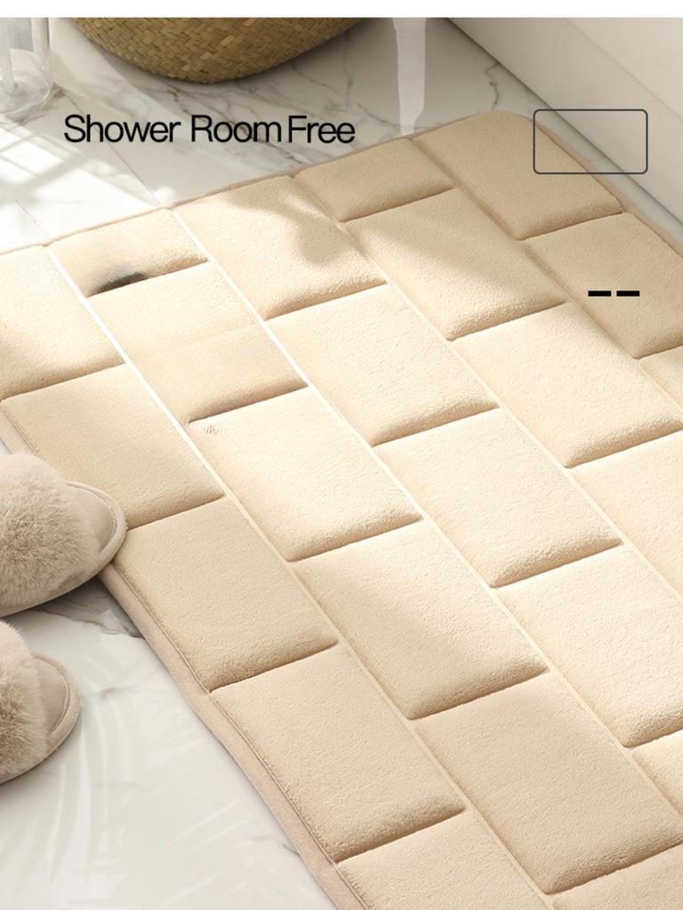 Tile Pattern Embossing Bathroom Mat Bath Non-slip Carpets In Wash Basin Bathtub Side Floor Rug Shower Room Doormat Memory Foam 3D Pad