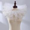 Elegant Victorian Metallic Foil Ruffled Tulle Faux Collar Shawl Detachable Layered Mesh Neck Ruff Clown Cosplay Choker