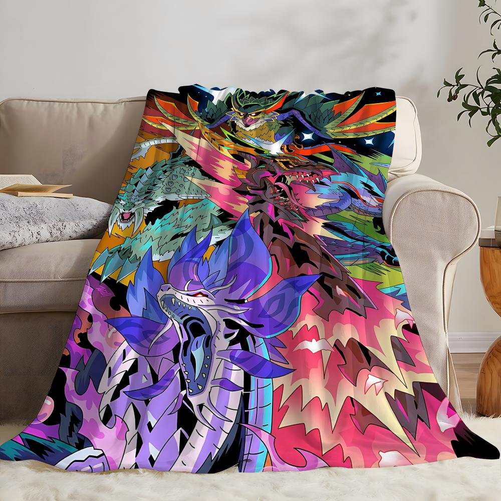 Heißes Spiel Monster Hunter Wilds Wurf Kinderfreundliche Flanell-Kuscheldecke Weich Warm Antistatisch Waschbar Ganzjährig