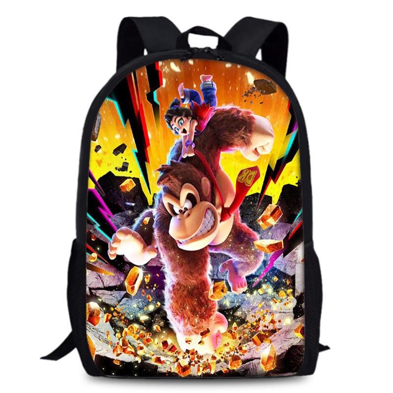 Donkey Kong Bananza Childrens School Backpack With Oxford Fabric For Kids Education