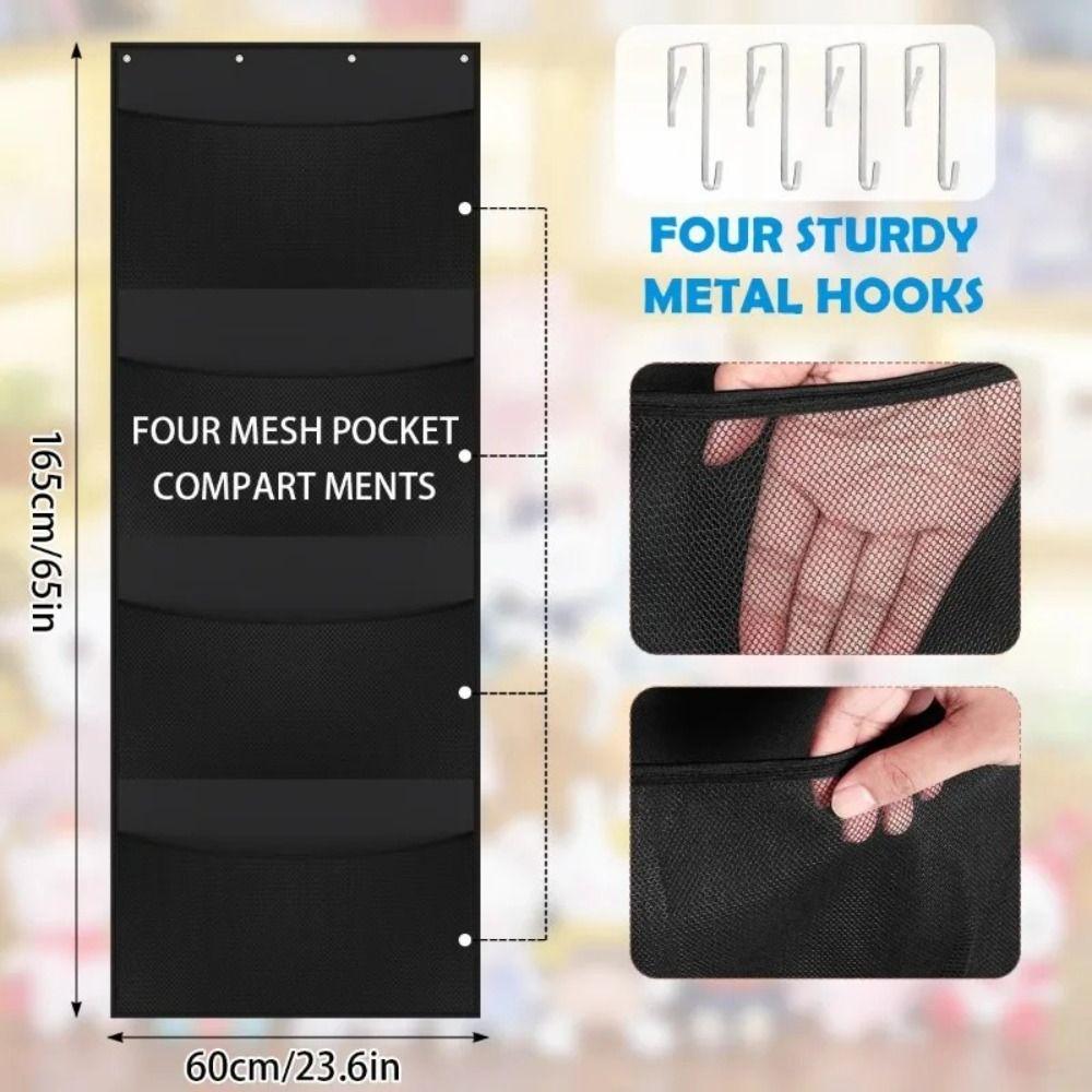 Large Size Wall-Mounted Storage Bag Mesh Toy Organizer New Hanging Bag  Kid's Dolls