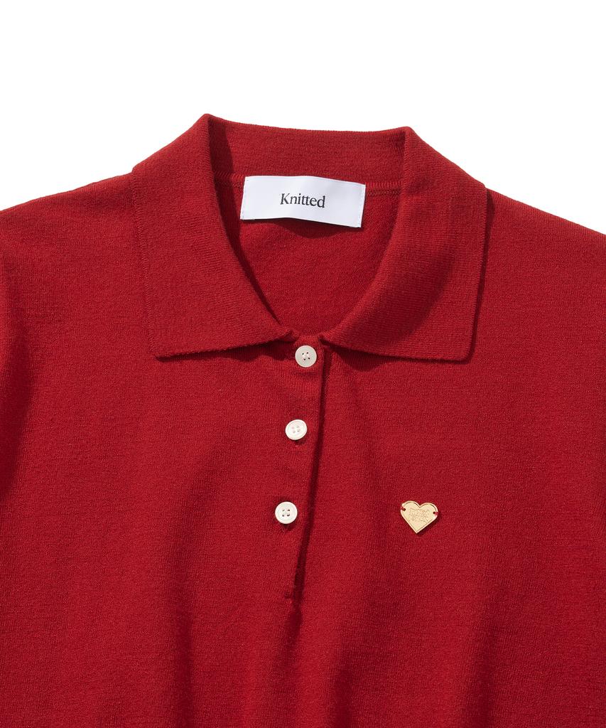 KNITTED (W) Basic Essential Washable Collared Knit Red
