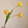 5pcs Artificial 3 Heads Tulips Branches Silk Fake Flowers for Holiday Party Decoration Simulation Tulip Champagne Pink Flower