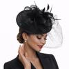 Hot-selling European and American boutique feather flower mesh gauze hat bridal headgear fashion hair accessories top hat hemp yarn headgear