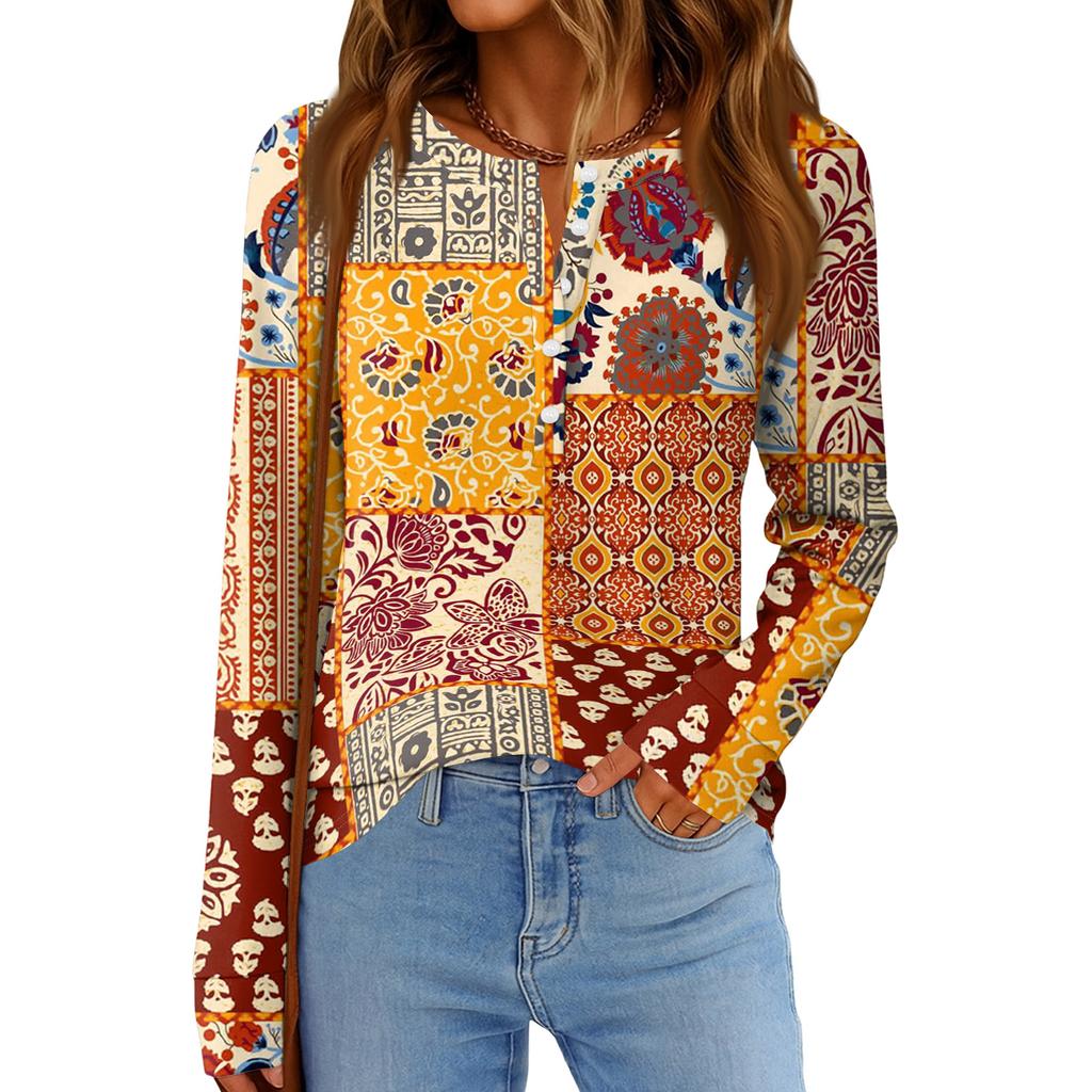 Women's Fashion Loose Long Sleeve Round Neck Casual Top