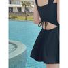 Women's Sexy Sporty Solid Color Strappy One-Piece Swimsuit - Slim-Fit Backless Hot Spring Swimwear