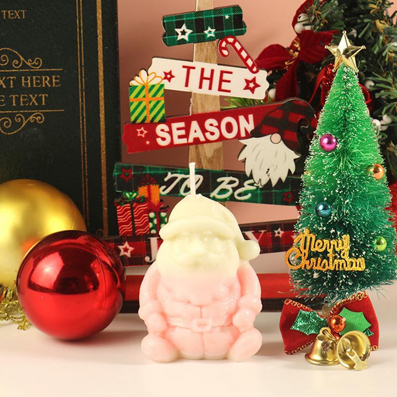 Christmas Ornaments Mold Santa Claus Reusable Christmas Candle Mold 3D Silicone Molds Handmade Holiday Candle Molds For Scented