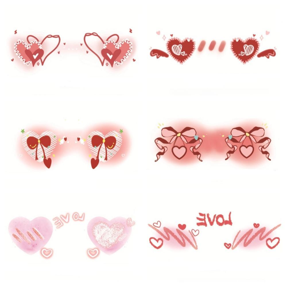 

6Pcs Long Lasting Valentine Tattoos Pink Couple Face Tattoo Face Temporary Tattoo Make Up 6Pcs Style B