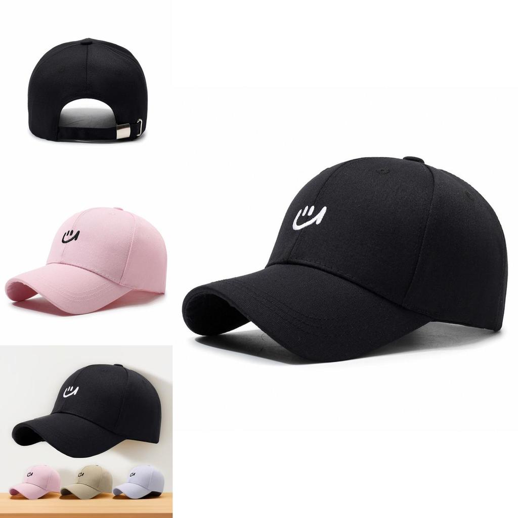 Smiling Face Cap With Curved Brim And Adjustable Fit For Summer Outdoor Activities
