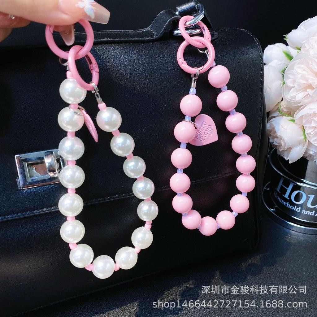 Neue Koreanische Version Ins Kreative Dopamin Handy-Hängekette Perlen-Herz-Handy-Riemen Acryl-Handy-Kette