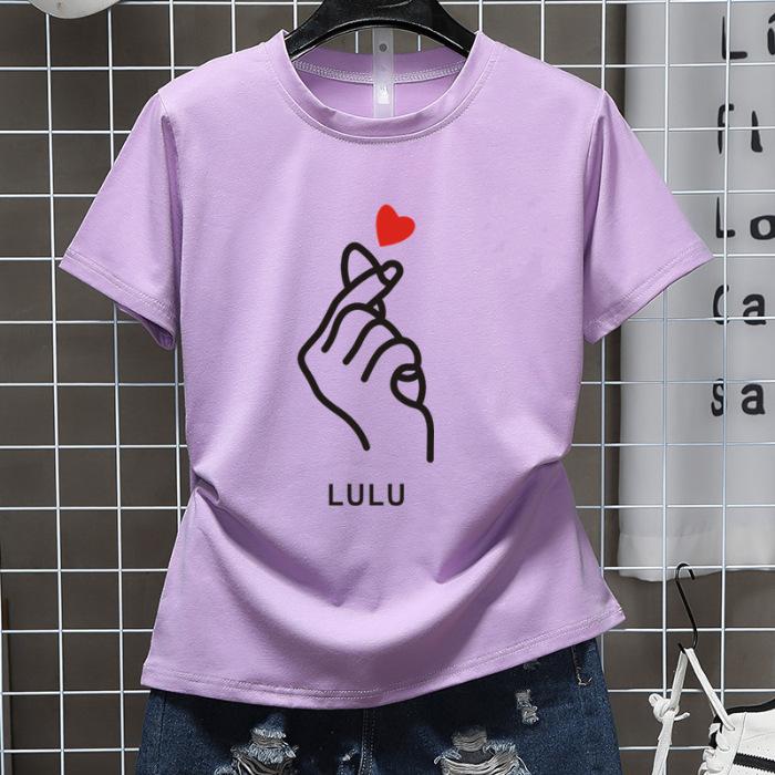 Casual cartoon new summer round neck short-sleeved women's T-shirt top loose couple student k874 #