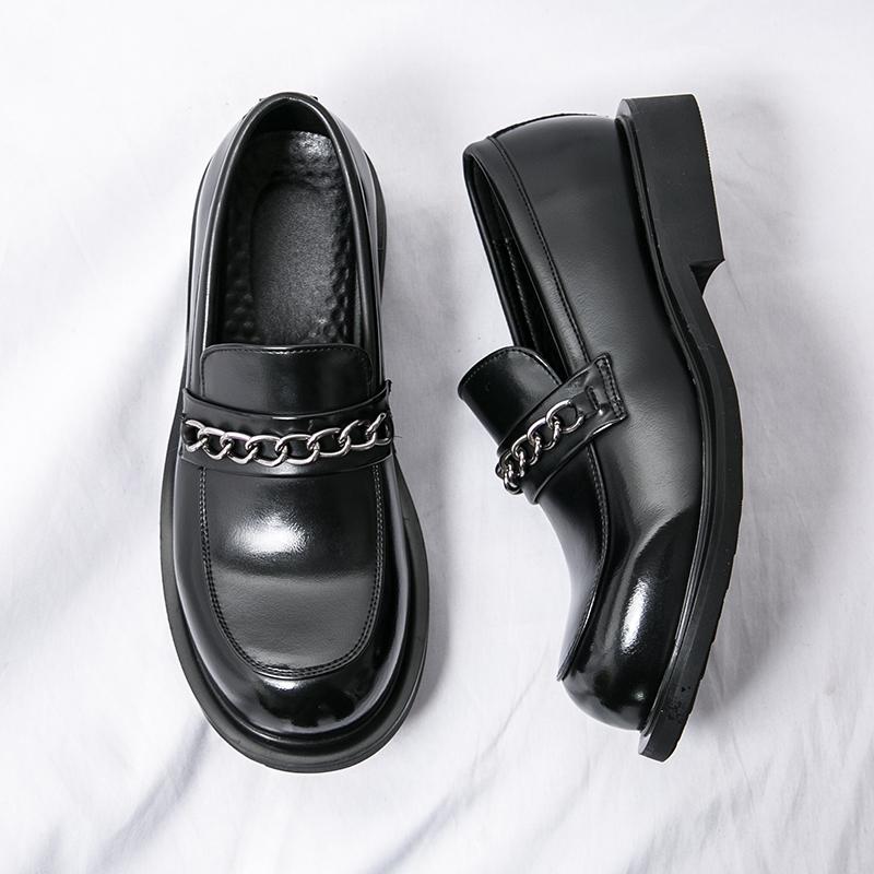 New Arrival Men Metal Chain Thick Soled Half Slippers Loafer Male Casual Brown Black Mules Moccasins Breathable Driving Shoes