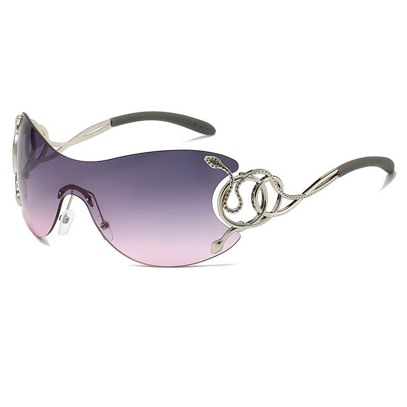 New personalized fashion frameless one-piece Spirit Snake temple sunglasses technology sense YK funny sunglasses