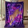 Leopard and Blue Roses Theme blanket Lightweight Warm Flannel Blanket Decorative Throw Blanket for Home Decoration