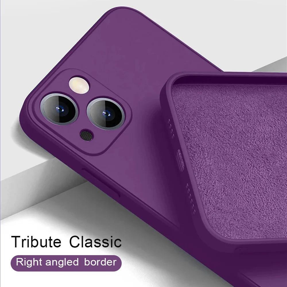 Purple For For Iphone 16 Liquid Silicone Phone Case 11 12 13 14 1 Pro Max Mini X XS XR 7 8 14 1 16 Plus Full Protection Case