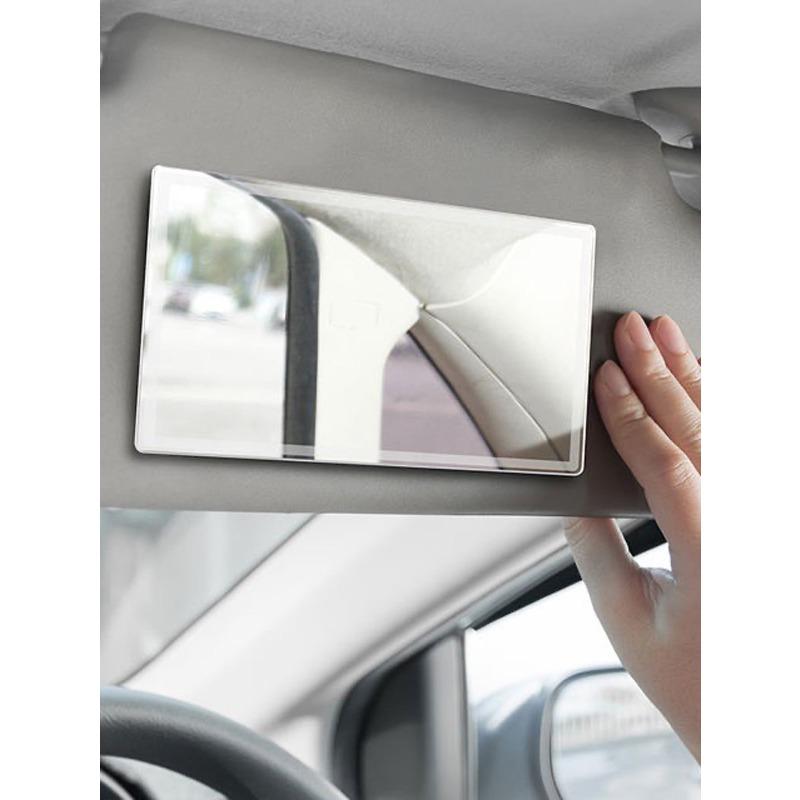 1pc Car Sun Visor Self-adhesive Stainless Steel Mirror