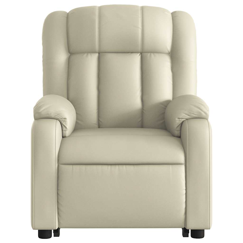 Electric Massage Recliner with Rising Function Cream Faux Leather