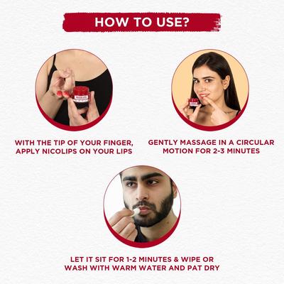 Bella Vita Organic NicoLips Lip Scrub Balm Brightening Dark Lips for Men and Women Dry Lips/Smoker/Chapped Lip & Lipstick Stains Removal Lipcare,