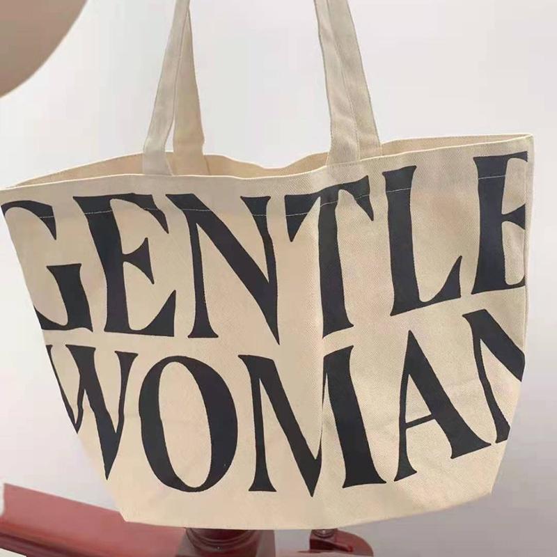 IELGY INS Trend Bag Large-capacity One-shoulder Portable Letter Canvas Shopping Bag