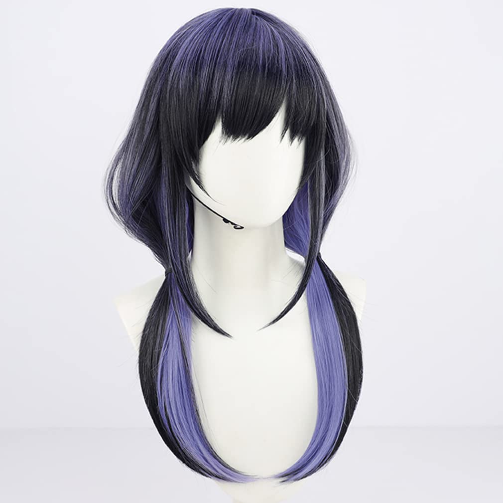 LAOBAO Ponto Nei Cosplay Black and Purple Mesh Costume Accessory for and Halloween Wig, Pigtails, Wig, Heat-Resistant, Parties, Festivals, (A)