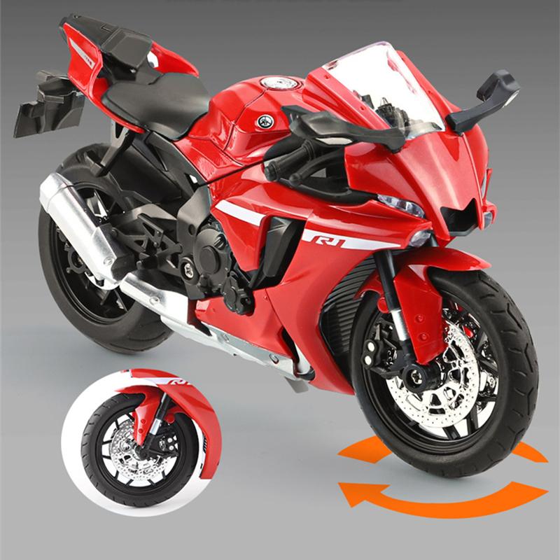 1/12 YAMAHA YZF-R1 Alloy Racing Motorcycle Model Diecast Street Sports Motorcycle Model Simulation Sound Light Kids Toys Gift