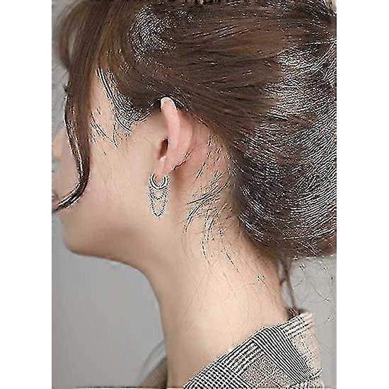 2025 925 Sterling Silver Tassel Chain Drop Dangle Small Hoop Earrings Huggie For Women Teen