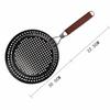 Wooden Handle BBQ Grilling Pan Folding Barbecue Plate Outdoor Grill Topper  Kitchen Roasting