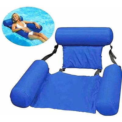 Foldable Inflatable Floating Lounge Chair with Net Hammock & Dual-Use Backrest – The Ultimate Water Recreation Floating Sofa