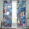 Blue Explosion Punk Graffiti Tulle Curtains For Living Room Bedroom Transparent Tulle Curtains Window Drapes Sheer Voile Curtain