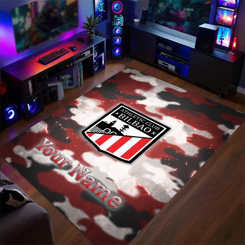 Crystal Velvet Rug Athletic Bilbao FC Print Custom Name Text Floor Mat Home Decor