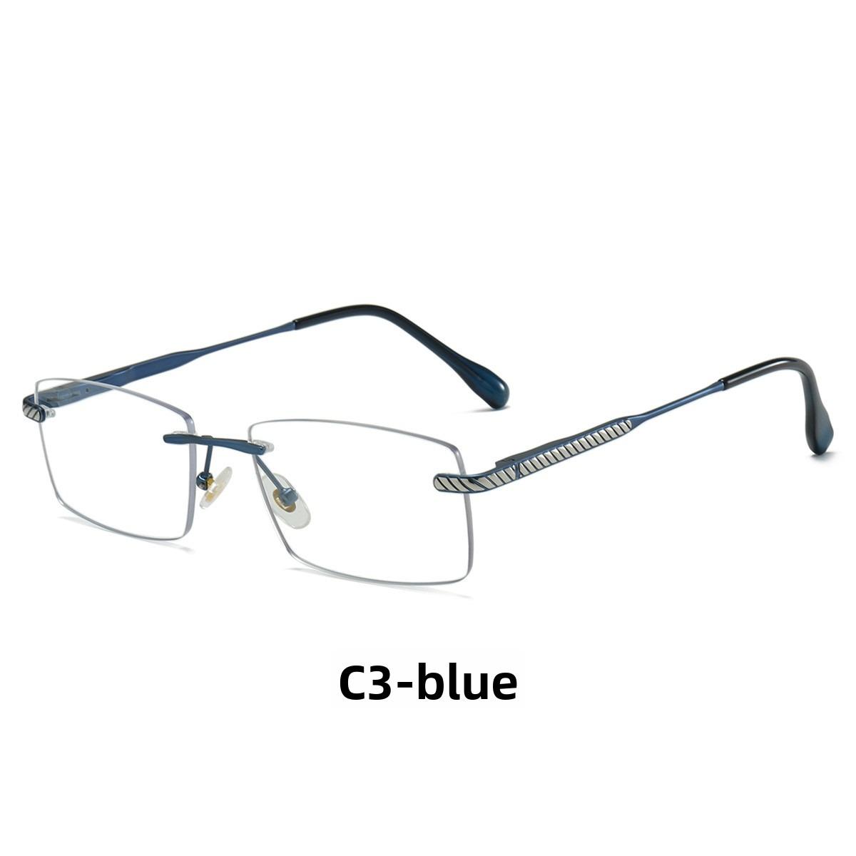 56-18 New men s rectangular borderless glasses, flat light anti-blue light reading glasses,  myopia Anti blue light 0