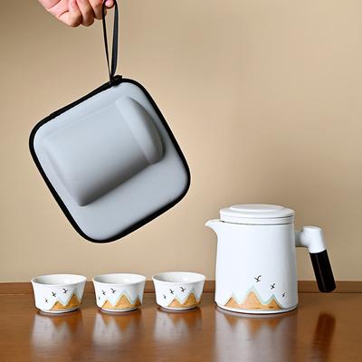 Tea Set Kuaike Cup Travel Portable Outdoor Ceramic Teapot with Lid Filter Company Gift