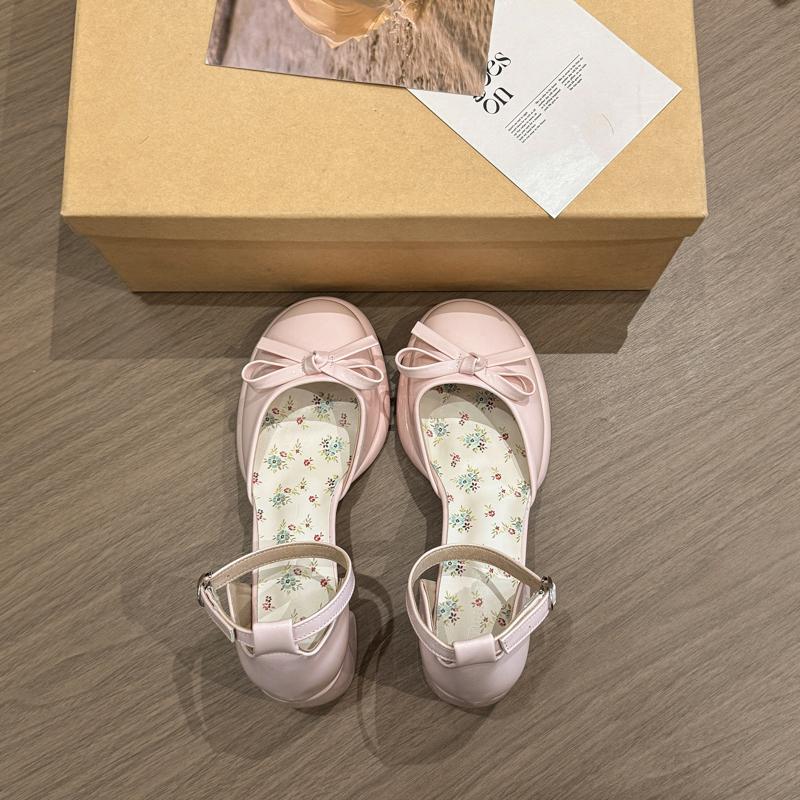 Fashion Bow Mary Jane Baotou Sandals Women 2025 Summer New Outside Wear Fairy Skirt Fashion Block Heel High Heels