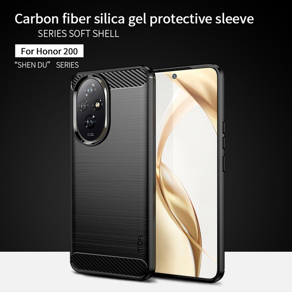 MOFI JK TPU Series-1 For Honor 200 5G Case Brushed TPU Phone Cover Carbon Fiber Texture